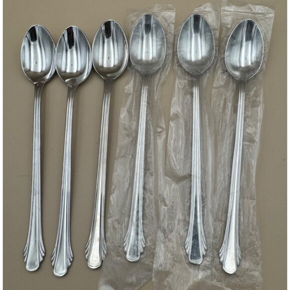 Set of 6 Gorham CALAIS 18/8 Stainless Steel Glossy Iced Tea Spoons  3 new 3 used - Picture 1 of 5